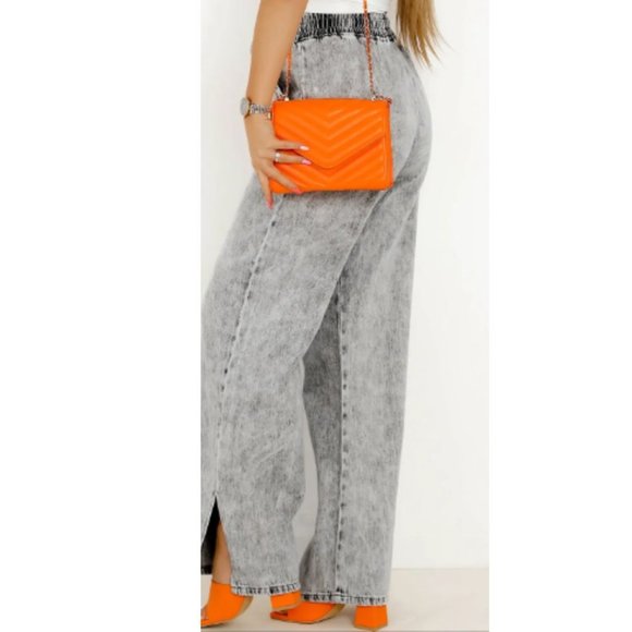 Drawstring Elastic Waist Wide Leg Jeans NWOT - Picture 3 of 3